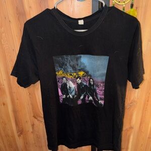 Unisex The Dead Weather Black Graphic Band Tee with Colorful Photo Print